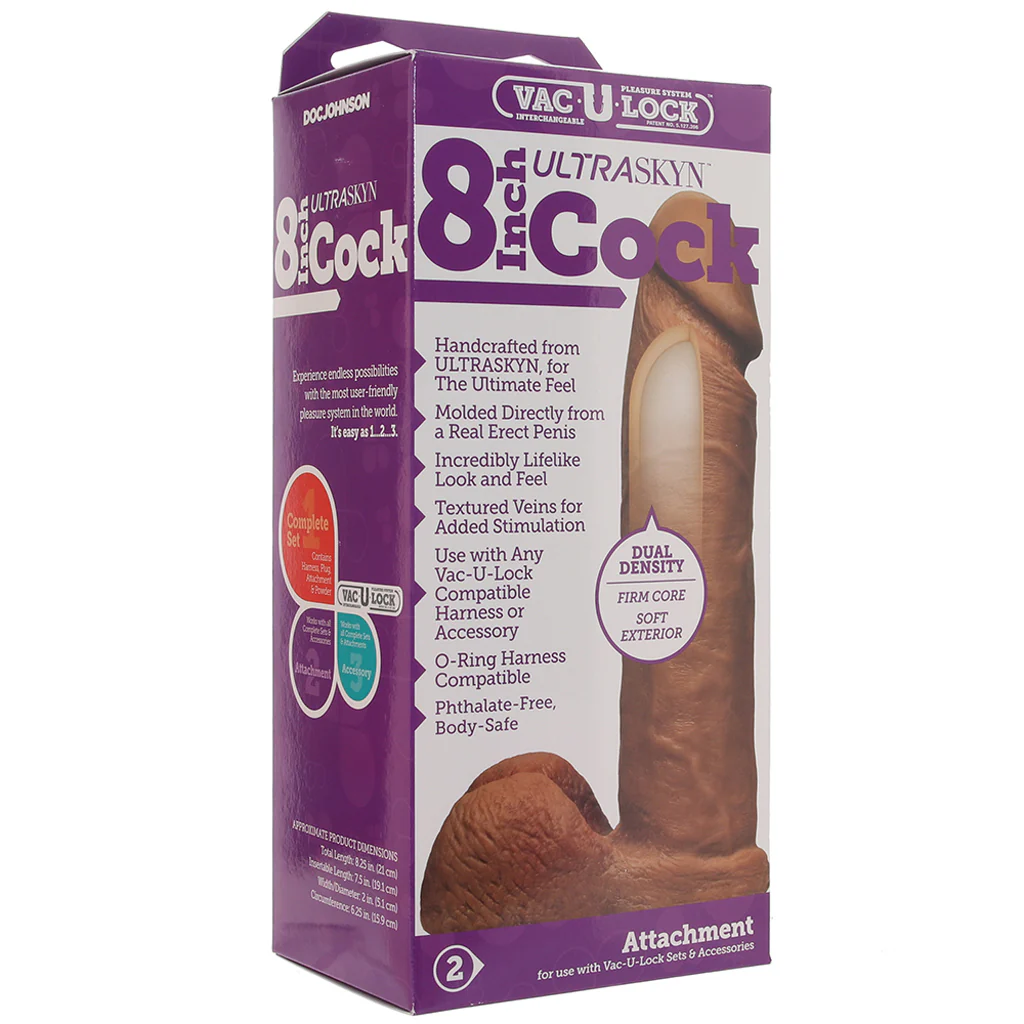 8 Inch ULTRASKYN Vac-U-Lock Cock in Brown - Image 6
