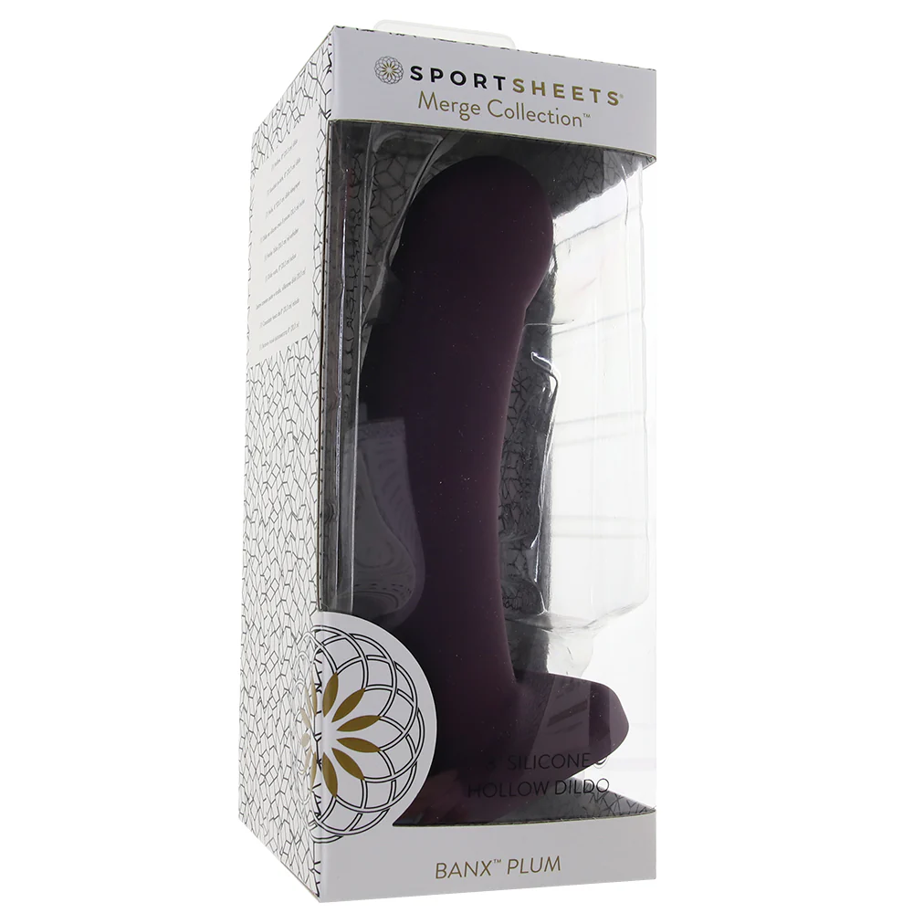 Banx 8 Inch Hollow Silicone Dildo in Plum - Image 6