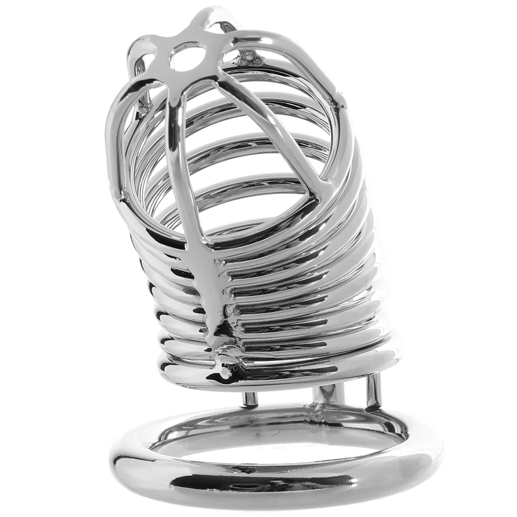 Blue Line Deluxe Steel Chastity Cage in Silver - Image 4