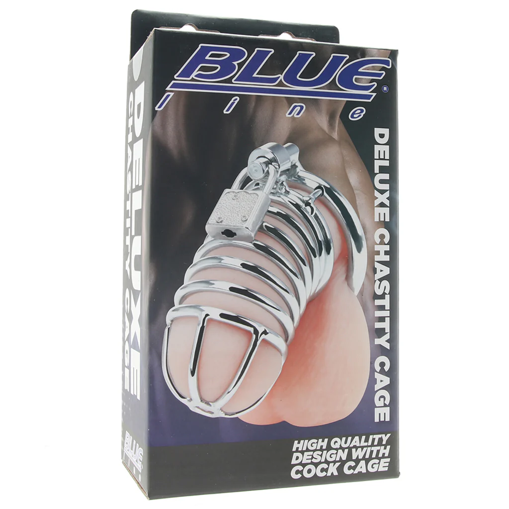 Blue Line Deluxe Steel Chastity Cage in Silver - Image 6