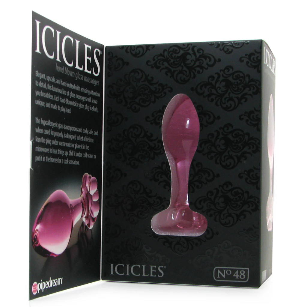 Icicles No. 48 Hand Blown Glass Butt Plug in Pink - Image 5