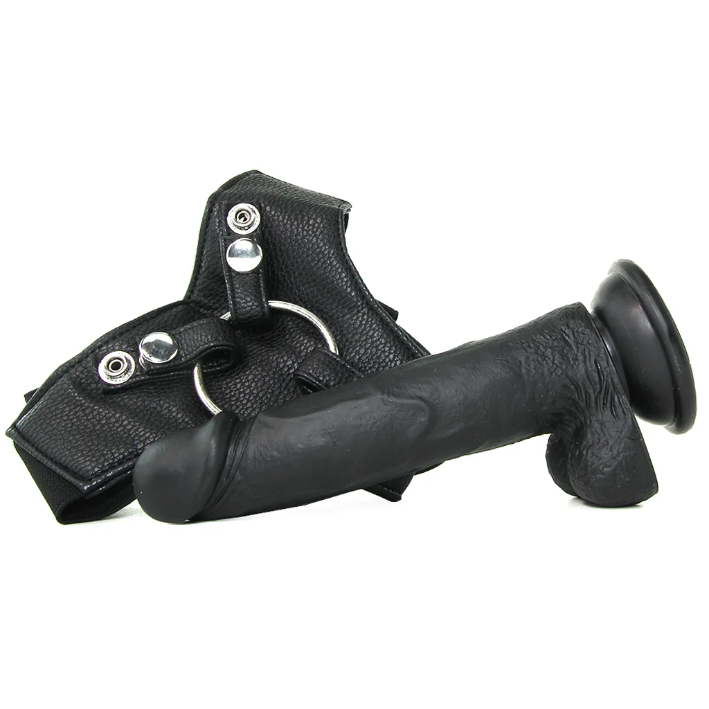 Realistic 8 Inch Strap-On in Black - Image 3