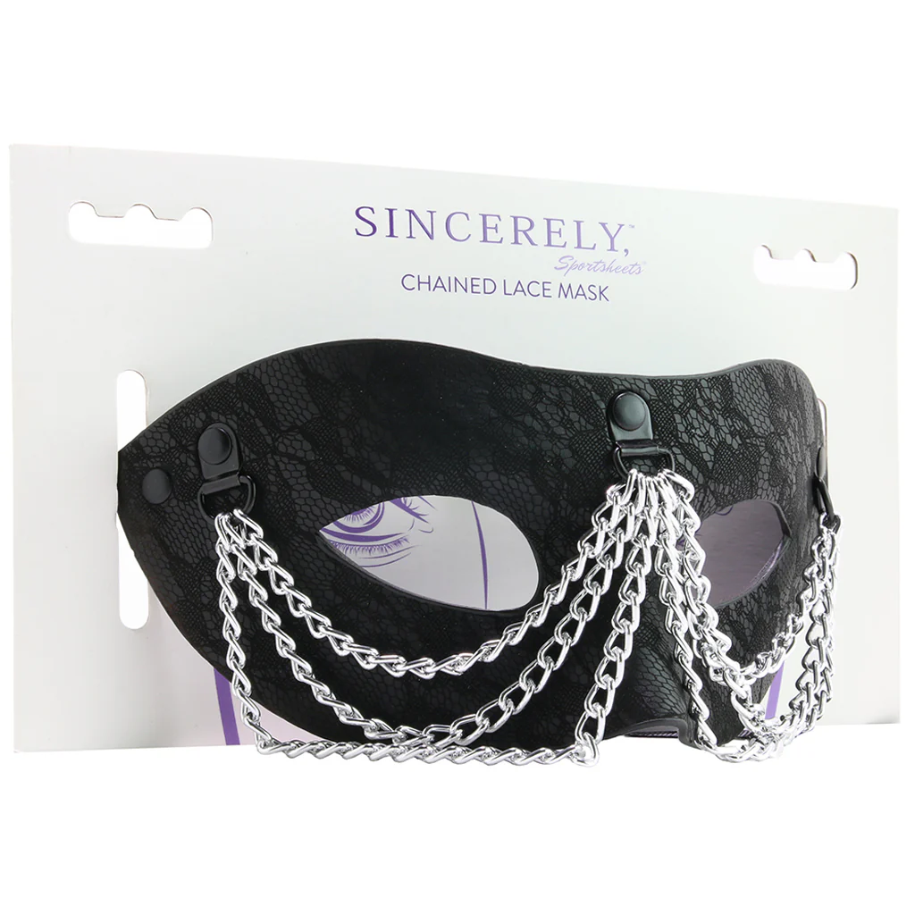Sincerely Chained Lace Mask in Black - Image 6